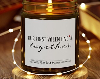 Our First Valentines Romantic Candle |Candle for gift, Scented soy candle, Meaningful gift, Hand poured candle, Organic handmade, Candle