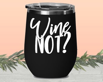 Vino no divertido vaso de vino / vaso de vino, regalo personalizado, vino aislado, copa de vino con tapa, vino personalizado, copas de vino, vaso
