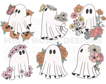 Floral Ghost Coquette Halloween Ghosts, Halloween png, coquette png, cute ghost png, sticker png, halloween print png, trending png, jpg