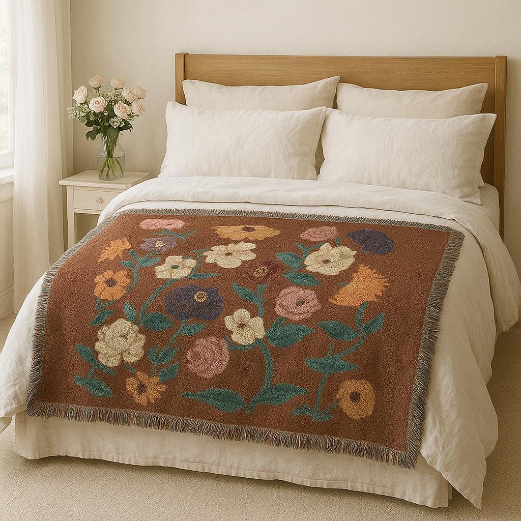 Discover Floral Piano Music Woven Blanket for Home Decor, Music Lover Gift, Concert Memory Keepsake