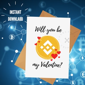 BINANCE Valentines Day Card for Him BINANCE Valentines Card Printable Instant Download