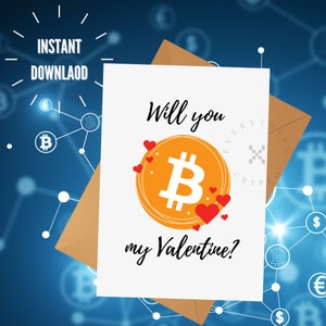 Cartão de Dia dos Namorados BITCOIN para ele Cartão de Dia dos Namorados Bitcoin para impressão, download instantâneo