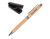 Personalized bamboo rotary ballpoint pen in noble box Gift Check Birthday Christmas black-writing