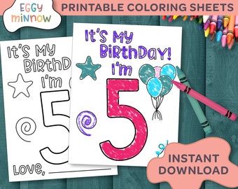 It's My Birthday I'm 5 | 5th Birthday Coloring Sheets for Birthday Kid | Toddler Child Coloring Printable