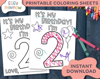 It's My Birthday I'm 2 | 2nd Birthday Coloring Sheets for Birthday Kid | Toddler Child Coloring Printable