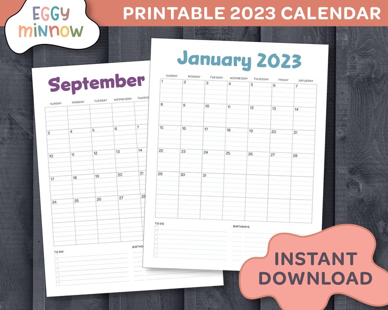 2023 Lined Monthly Calendar Printable 2023 Calendar 8 5x11 Etsy