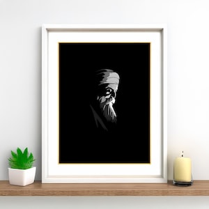 Guru Nanak Dev Ji Digital Photo | Sikh Spiritual Wall Art Download