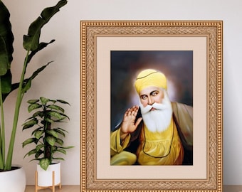 Guru Nanak Dev Ji Wall Art | Sikh Photo & Canvas Print | Spiritual Home Decor | Black and White Religious Poster | Gift for Home