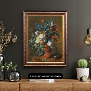 Flowers in an Urn – Dutch Floral Masterpiece | Jan van Huysum Still Life Art Print | HOME DECOR
