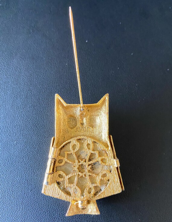 Vintage Avon Owl Perfume Brooch Pin Glacé Locket … - image 5