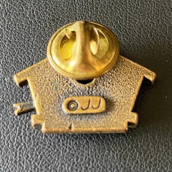 Vintage JJ Bird House Pin Tiny Brooch Gold Tone J… - image 3