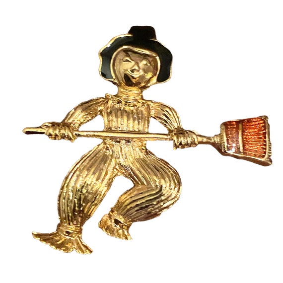 Vintage Avon Scarecrow Boy Brooch Pin Enameled Go… - image 4