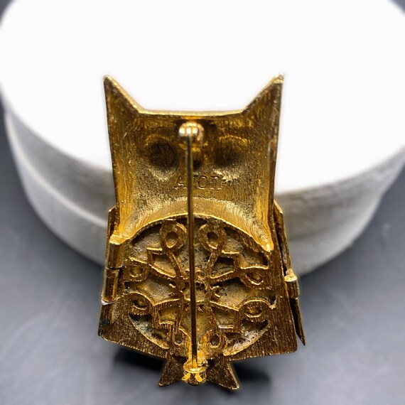 Vintage Avon Owl Perfume Brooch Pin Glacé Locket … - image 3