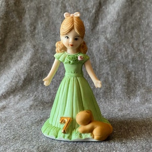 Growing Up Girls 7th Birthday Figurine Vintage Enesco 1982