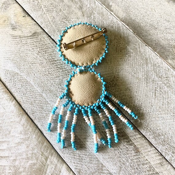Seed Bead Dream Catcher Brooch Pin Handcrafted Na… - image 2