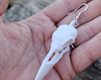 Quoth the Raven, Nevermore Earrings, Raven Skull Earrings, Edgar Allan Poe inspiration, Halloween Earrings, 3D Printed, Black Bird Jewelry