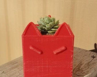 Cat Succulent Planter, Cartoon Cat Planter, 3D Printed Kitty Cactus Planter, 3D Printed Angry Cat Succulent Planter, 3D Print Indoor Plant