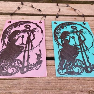 3d Printed NBC Wall Hanging, Halloween and Christmas Themed Decor, Skeleton and Bride, Tim Burton, Gothic Style