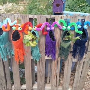 Crochet et Yip Yip Alien Plant Holder, Sesame Street Alien Houseplant Arrangement Wall Hanger