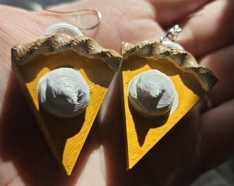 Kürbiskuchen Ohrringe mit Sahne - Lebensmittel Schmuck, Herbst Ohrringe, Erntedank Geschenk
