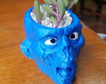 Zombie Succulent Planter, Cactus Pot, Brain Eating Zombie, Brain Plant, Air Plant