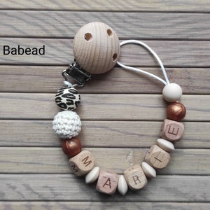 Pacifier clip pacifier wood silicone hook copper leopard personalized first name