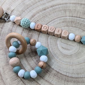 Personalized pacifier clip sage green image 1