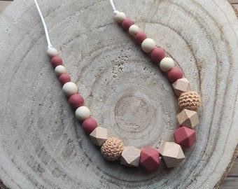 Nursing collar silicone wood / beige terracotta