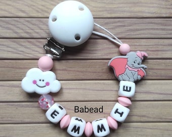 Clip chupete personalizado / clip chupete dumbo / nombre