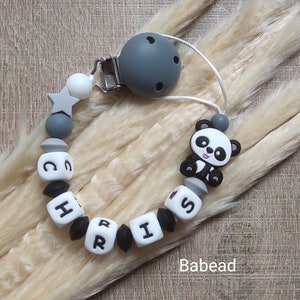 Pacifier pacifier pacifier panda black gray white personalized first name