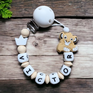 Lion king style pacifier clip beige white