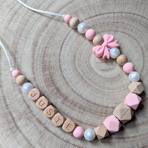 Pink first name nursing necklace