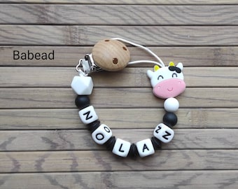 Pacifier pacifier pacifier personalized cow white black first name