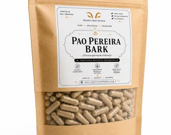 Pao Pereira Bark Capsules | Geissospermum vellosii Botanical Material | Plant-Based Capsules | Organic Craft by Dave