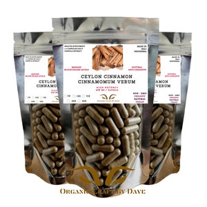 Ceylon Cinnamon Extract Capsules 600 mg Vegetarian Cinnamomum verum Natural Capsule Organic Craft By Dave