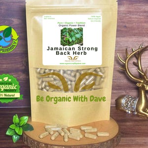 Cápsulas Strong Back Root / Hierba jamaiquina pura / Suplemento herbario natural orgánico elaborado por Dave