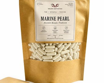 Marine Pearl Powder Capsules | Natural Pearl Material | Finely Ground Extract | Vegan Capsules | Organic Craft by Dave