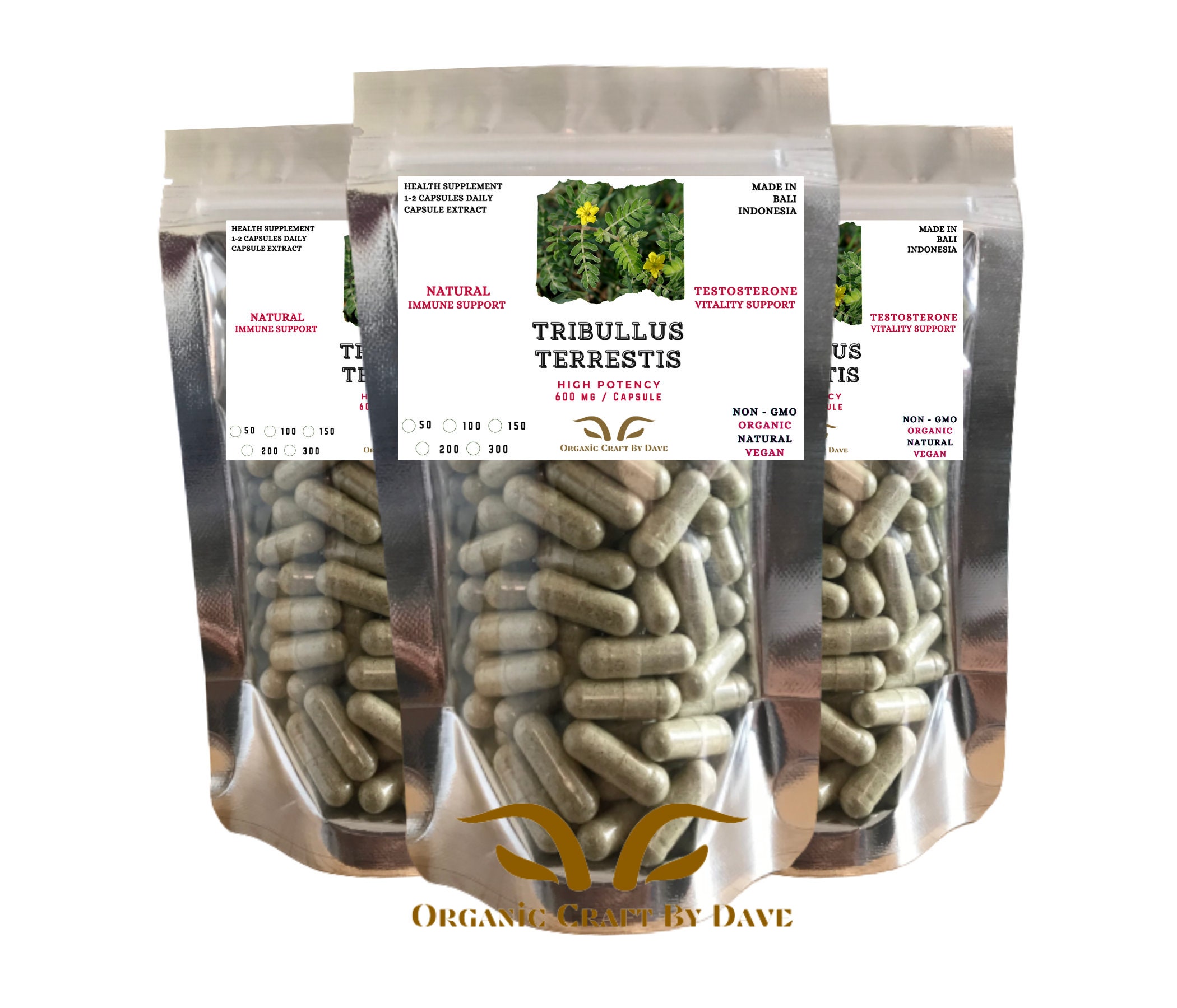 Organic Pure Tribullus Terrestris 600 Mg Vegetarian Capsules Etsy