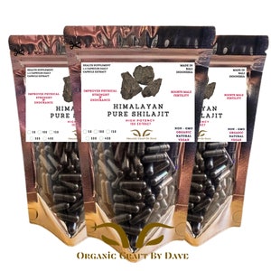 Organic Himalayan Shilajit Powder Extract 500mg Natural Superfood, Purified Shilajit Resin - Organic Craft By Dave