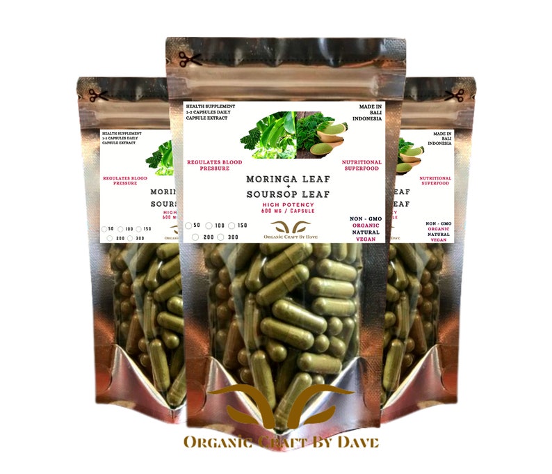 Moringa Oleifera Soursop Leaf Capsules Extract Vegetarian Capsule 600