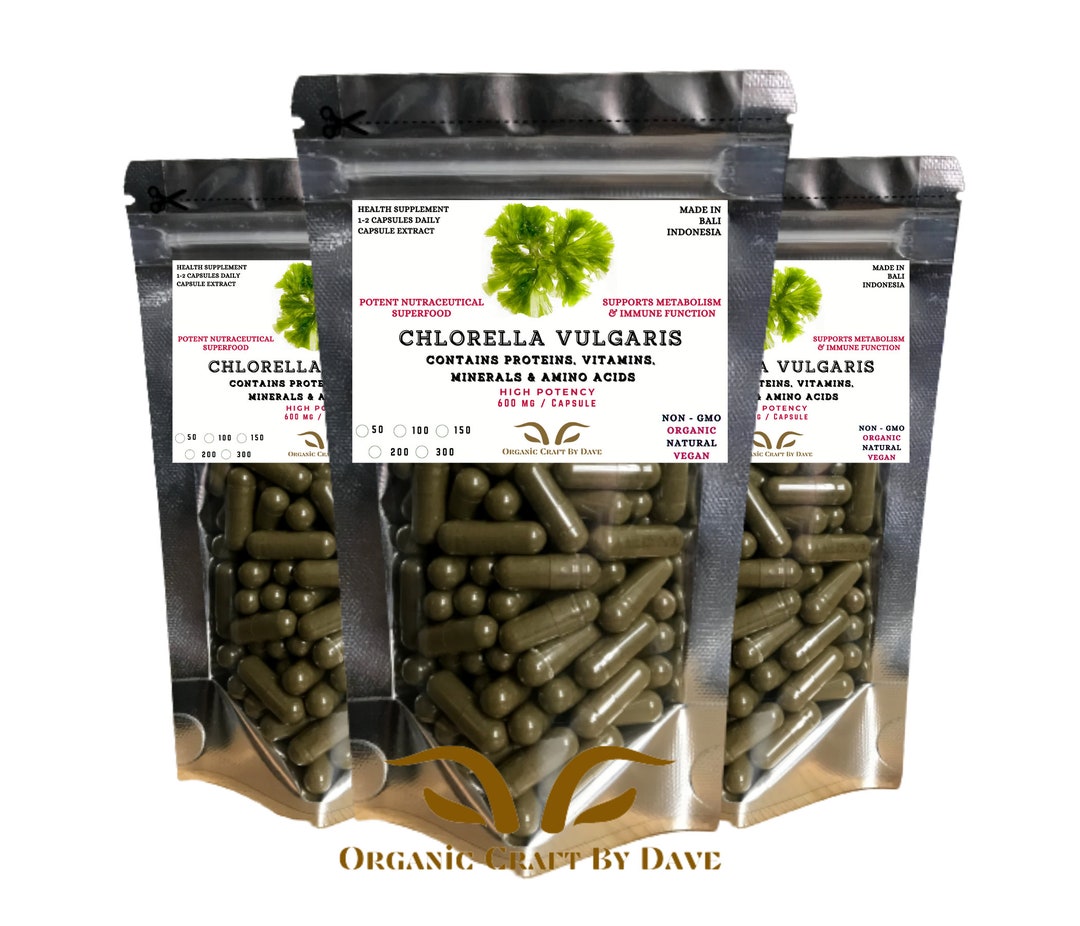 Chlorella Vulgaris Natural Capsules Extract 600 Mg Potent Nutraceutical