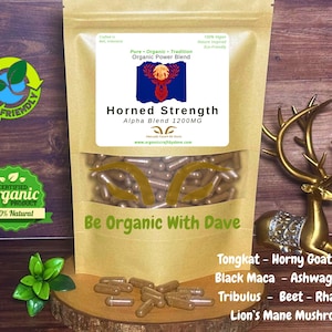 Horned Stärke Alpha Mischung 1200 mg • Organische vegane Kapseln • Von der Natur inspirierte Ergänzung • Organisches Handwerk von Dave