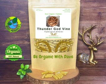 Cápsulas de extracto orgánico de raíz de vid del Dios del Trueno 10X: veganas y sin OMG