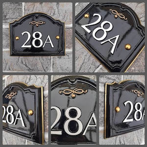 Traditional Solid Cast Resin House Number Sign,Bespoke, Unique, Personalised, Weather resistant, Handmade Hand Painted
