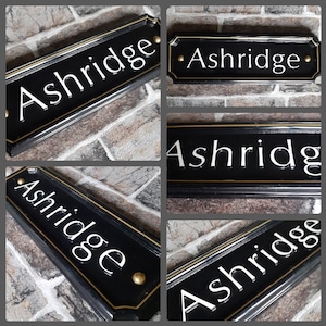 Traditional Rectangle solid cast resin house name/number sign Personalised, water resistant Handmade Hand Painted, various colours available