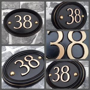 Personalised Cast Resin House Number or Name Sign, various colours available - Weather resistant, Handmade Hand Painted,