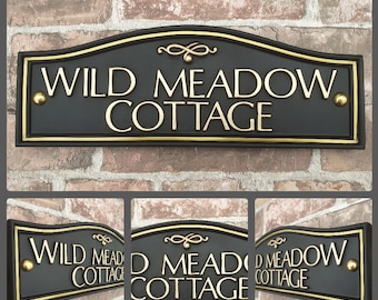 Stunning House name / number sign - Weather resistant, Bespoke, Unique, Personalised, Handmade Hand Painted Solid Cast Resin, colour options