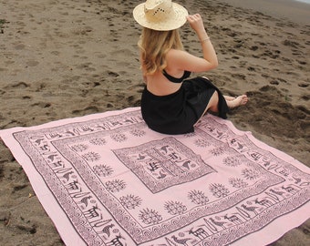 Handgemachte Blockprint Leinen Tischdecke, Traditionelle Handgemachte Leinen Picknick Decke, Handgemachte orientalische Picknick Decke, Strand Decke