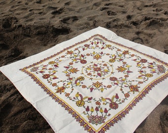 Handgemachte Blockprint Leinen Tischdecke, Traditionelle Handgemachte Leinen Picknick Decke, Handgemachte orientalische Picknick Decke, Strand Decke