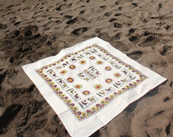 Handgemachte Blockprint Leinen Tischdecke, Traditionelle Handgemachte Leinen Picknick Decke, Handgemachte orientalische Picknick Decke, Strand Decke